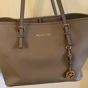 Michael Kors gray tote purse.